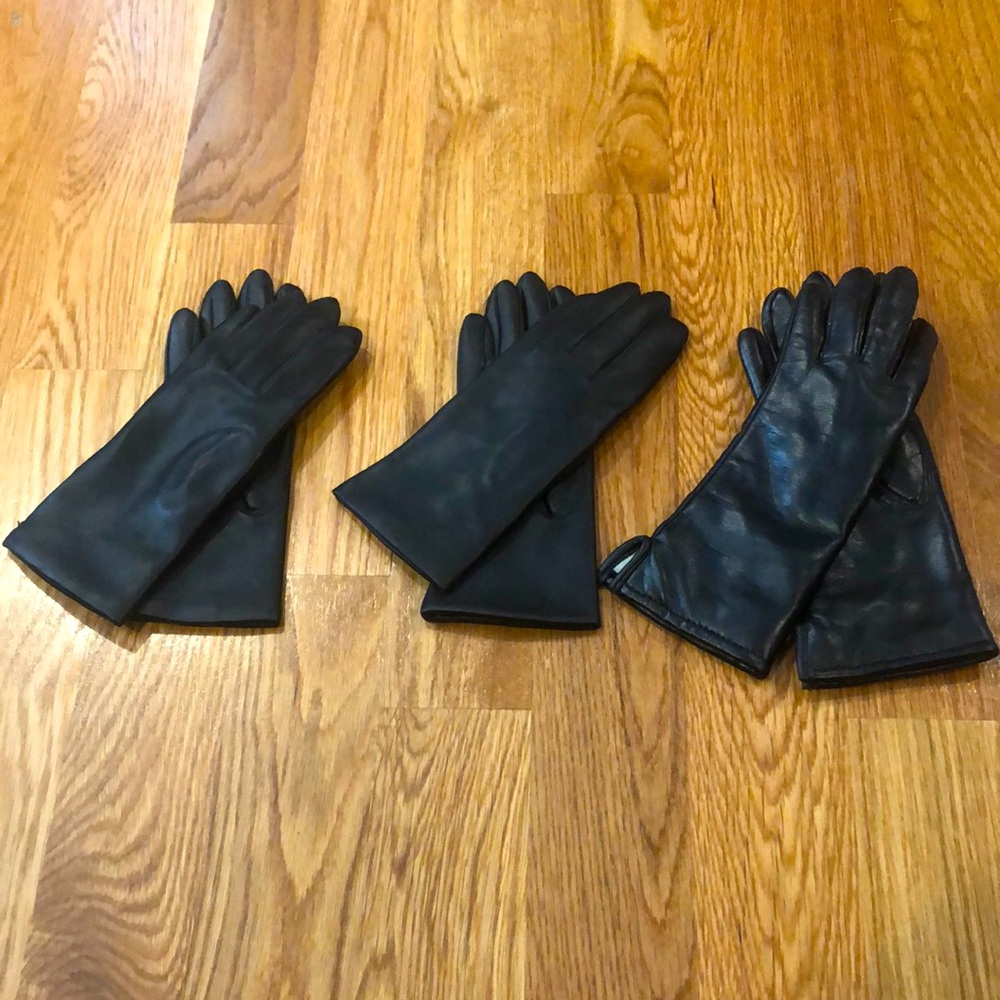 Black leather gloves